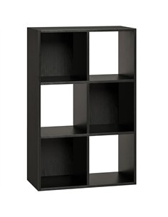 HOMCOM Industrial Style Storage Shelf, Bookcase, Bookshelf with 6 Compartments, for Living Room, Home Study, Black Wood Effect