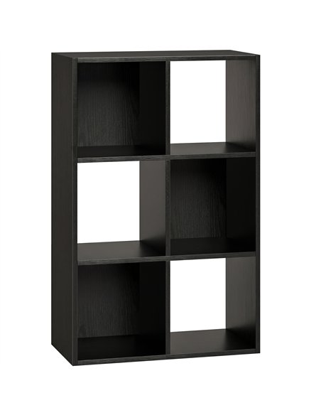 HOMCOM Industrial Style Storage Shelf, Bookcase, Bookshelf with 6 Compartments, for Living Room, Home Study, Black Wood Effect - pic 184802 | FastDaddyshop