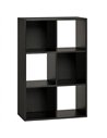 HOMCOM Industrial Style Storage Shelf, Bookcase, Bookshelf with 6 Compartments, for Living Room, Home Study, Black Wood Effect