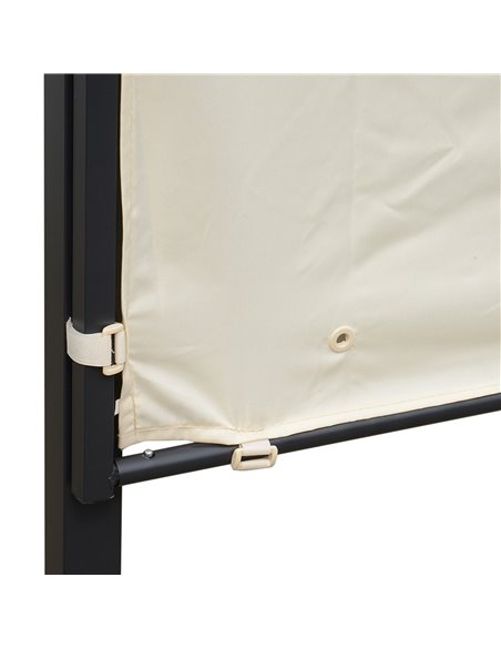 Outsunny 3 x 2.5 m Metal Pergola Wall Mounted Gazebo Door Canopy for Party Garden Sunshade with Extended Shelter, Cream White - pic 18482 | FastDaddyshop