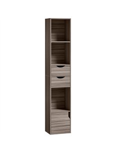 HOMCOM Bookcase with Drawers Adjustable Shelf Bookshelf with 2 Drawers and Cabinet 158 cm Grey