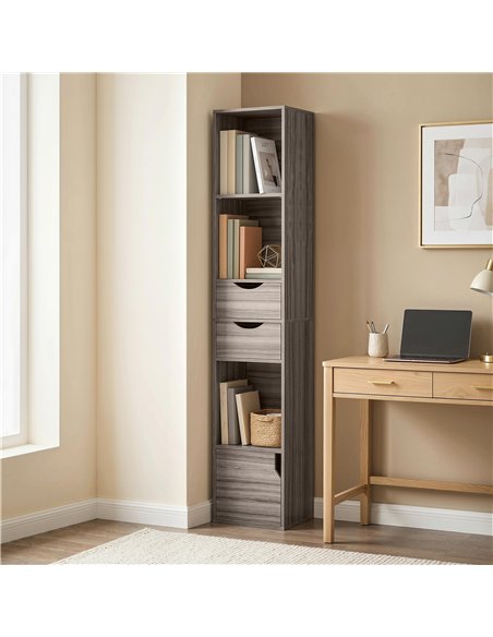 HOMCOM Bookcase with Drawers Adjustable Shelf Bookshelf with 2 Drawers and Cabinet 158 cm Grey - pic 184839 | FastDaddyshop