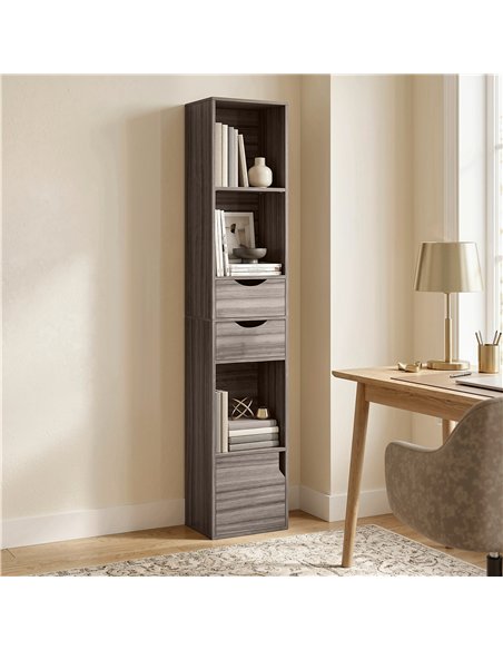 HOMCOM Bookcase with Drawers Adjustable Shelf Bookshelf with 2 Drawers and Cabinet 158 cm Grey - pic 184845 | FastDaddyshop