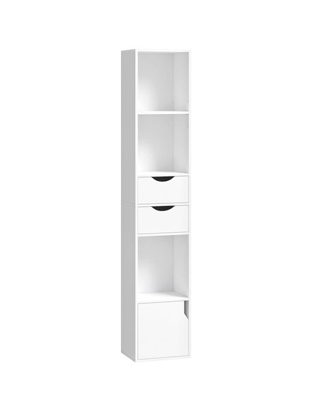HOMCOM Bookcase with Drawers Adjustable Shelf Bookshelf with 2 Drawers and Cabinet 158 cm White - pic 184847 | FastDaddyshop