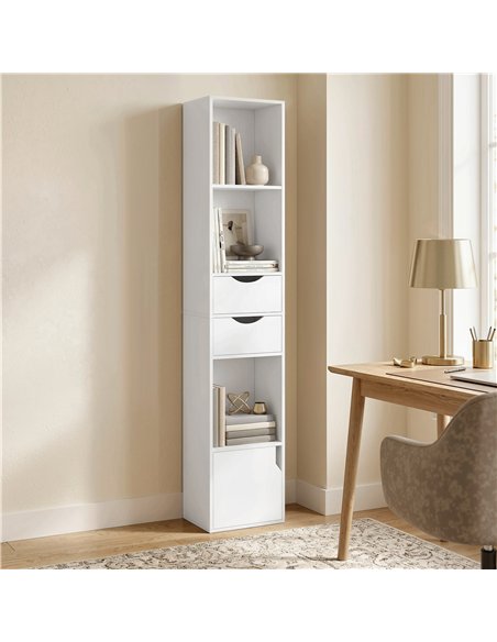 HOMCOM Bookcase with Drawers Adjustable Shelf Bookshelf with 2 Drawers and Cabinet 158 cm White - pic 184854 | FastDaddyshop