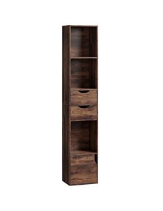 HOMCOM Bookcase with Drawers Adjustable Shelf Bookshelf with 2 Drawers and Cabinet 158 cm Rustic Brown