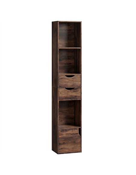 HOMCOM Bookcase with Drawers Adjustable Shelf Bookshelf with 2 Drawers and Cabinet 158 cm Rustic Brown - pic 184856 | FastDaddyshop