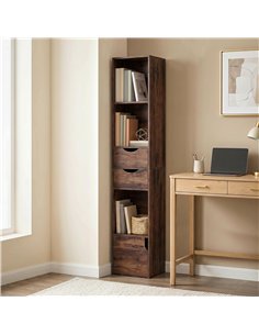 HOMCOM Bookcase with Drawers Adjustable Shelf Bookshelf with 2 Drawers and Cabinet 158 cm Rustic Brown 2