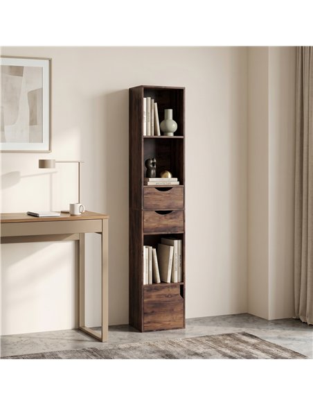 HOMCOM Bookcase with Drawers Adjustable Shelf Bookshelf with 2 Drawers and Cabinet 158 cm Rustic Brown - pic 184863 | FastDaddyshop