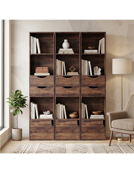HOMCOM Bookcase with Drawers Adjustable Shelf Bookshelf with 2 Drawers and Cabinet 158 cm Rustic Brown - pic 184864 | FastDaddyshop