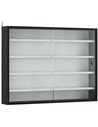 HOMCOM 5-Tier Wall Display Cabinet,  Wall Mounted Display Case w/ 4 Adjustable Shelves, Glass Doors, 60x80cm, Black and White