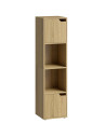 HOMCOM Narrow Bookcase, 4-Tier Bookshelf, Storage Cabinet with doors for Living Room, Bedroom, Oak