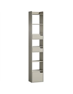 HOMCOM Bookcase Tall Narrow with 5 Tiers and Drawers Freestanding Bookshelf Storage Cabinet for Living Room Grey