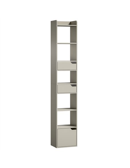 HOMCOM Bookcase Tall Narrow with 5 Tiers and Drawers Freestanding Bookshelf Storage Cabinet for Living Room Grey - pic 184883 | FastDaddyshop