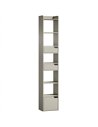 HOMCOM Bookcase Tall Narrow with 5 Tiers and Drawers Freestanding Bookshelf Storage Cabinet for Living Room Grey