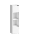 HOMCOM Narrow Bookcase, 4-Tier Bookshelf, Storage Cabinet with doors for Living Room, Bedroom, White