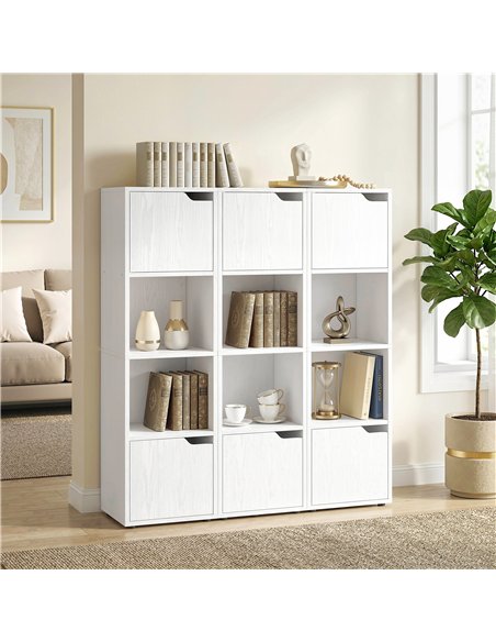 HOMCOM Narrow Bookcase, 4-Tier Bookshelf, Storage Cabinet with doors for Living Room, Bedroom, White - pic 184909 | FastDaddyshop