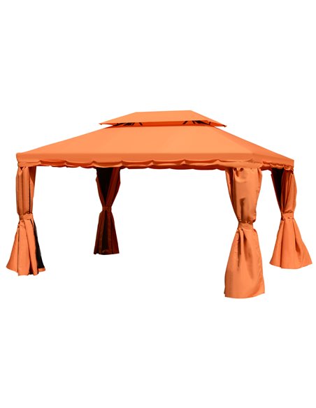 Outsunny 3x4m Aluminium Metal Gazebo, Marquee Canopy Pavilion with Nets and Sidewalls, Orange - pic 18494 | FastDaddyshop
