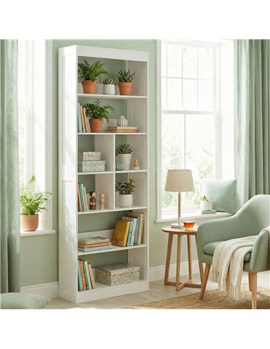 HOMCOM Bookcase, 6-Tier Bookshelf with Open Storage Shelves, Cubes, 180 cm Tall Display Shelf with Anti-Tipping Design, White