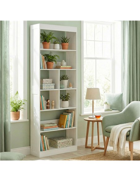 HOMCOM Bookcase, 6-Tier Bookshelf with Open Storage Shelves, Cubes, 180 cm Tall Display Shelf with Anti-Tipping Design, White - pic 184947 | FastDaddyshop
