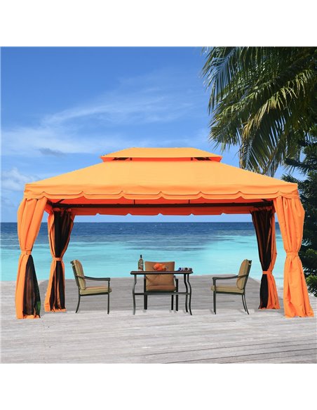 Outsunny 3x4m Aluminium Metal Gazebo, Marquee Canopy Pavilion with Nets and Sidewalls, Orange - pic 18495 | FastDaddyshop