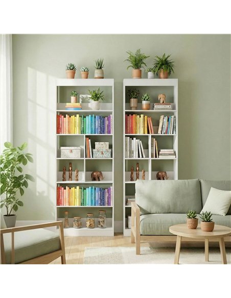 HOMCOM Bookcase, 6-Tier Bookshelf with Open Storage Shelves, Cubes, 180 cm Tall Display Shelf with Anti-Tipping Design, White - pic 184954 | FastDaddyshop
