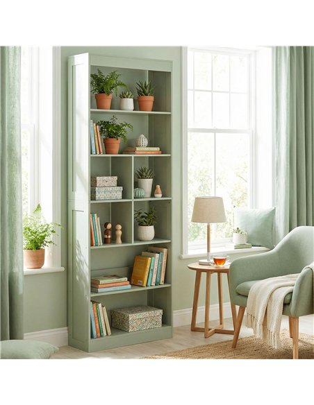 HOMCOM Bookcase, 6-Tier Bookshelf with Open Storage Shelves, Cubes, 180 cm Tall Display Shelf with Anti-Tipping Design, Green - pic 184956 | FastDaddyshop