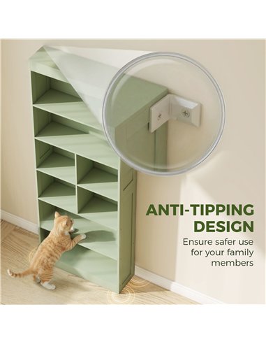 HOMCOM Bookcase, 6-Tier Bookshelf with Open Storage Shelves, Cubes, 180 cm Tall Display Shelf with Anti-Tipping Design, Green