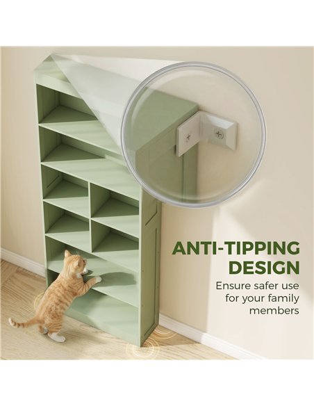 HOMCOM Bookcase, 6-Tier Bookshelf with Open Storage Shelves, Cubes, 180 cm Tall Display Shelf with Anti-Tipping Design, Green - pic 184960 | FastDaddyshop