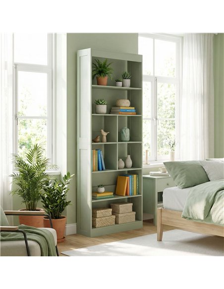 HOMCOM Bookcase, 6-Tier Bookshelf with Open Storage Shelves, Cubes, 180 cm Tall Display Shelf with Anti-Tipping Design, Green - pic 184962 | FastDaddyshop