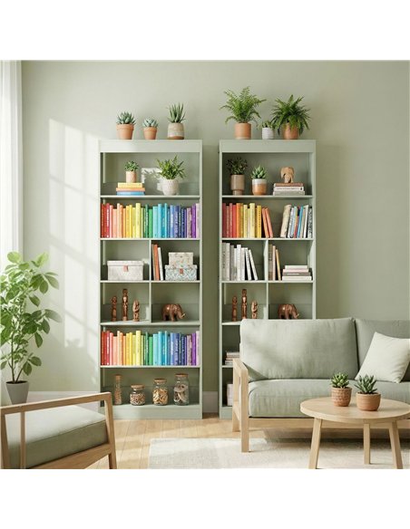 HOMCOM Bookcase, 6-Tier Bookshelf with Open Storage Shelves, Cubes, 180 cm Tall Display Shelf with Anti-Tipping Design, Green - pic 184963 | FastDaddyshop