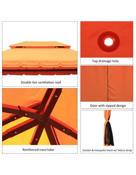 Outsunny 3x4m Aluminium Metal Gazebo, Marquee Canopy Pavilion with Nets and Sidewalls, Orange - pic 18497 | FastDaddyshop
