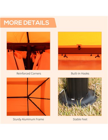 Outsunny 3x4m Aluminium Metal Gazebo, Marquee Canopy Pavilion with Nets and Sidewalls, Orange