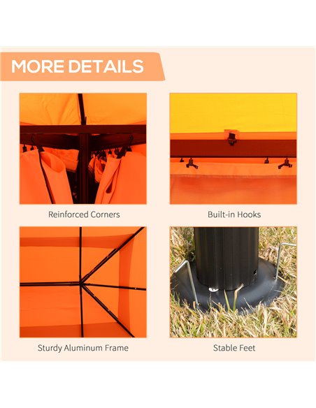 Outsunny 3x4m Aluminium Metal Gazebo, Marquee Canopy Pavilion with Nets and Sidewalls, Orange - pic 18498 | FastDaddyshop