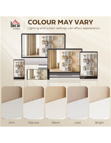HOMCOM 5-Tier Bookshelf, S Shaped Geometric Bookcase with 15 Compartments, White Wood Effect