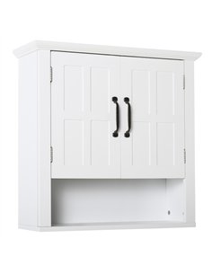 HOMCOM Bathroom Wall Cabinet, Medicine Cabinet, Kitchen Cupboard with 2 Doors and Adjustable Shelf, White