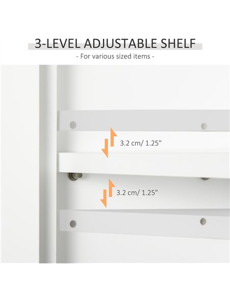 HOMCOM Bathroom Wall Cabinet, Medicine Cabinet, Kitchen Cupboard with 2 Doors and Adjustable Shelf, White - pic 184995 | FastDaddyshop