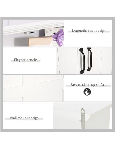 HOMCOM Bathroom Wall Cabinet, Medicine Cabinet, Kitchen Cupboard with 2 Doors and Adjustable Shelf, White
