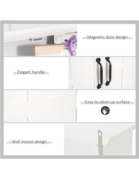 HOMCOM Bathroom Wall Cabinet, Medicine Cabinet, Kitchen Cupboard with 2 Doors and Adjustable Shelf, White - pic 184996 | FastDaddyshop