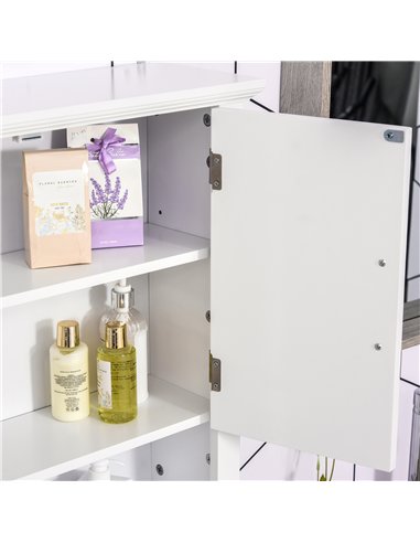 HOMCOM Bathroom Wall Cabinet, Medicine Cabinet, Kitchen Cupboard with 2 Doors and Adjustable Shelf, White