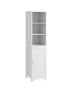 HOMCOM Slim Bathroom Storage Cabinet, Tall Bathroom Cabinet with 3 Open Shelves and Adjustable Shelf, White