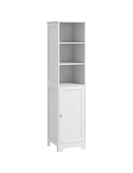 HOMCOM Slim Bathroom Storage Cabinet, Tall Bathroom Cabinet with 3 Open Shelves and Adjustable Shelf, White - pic 185009 | FastDaddyshop