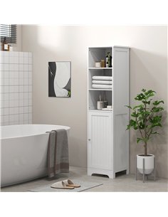 HOMCOM Slim Bathroom Storage Cabinet, Tall Bathroom Cabinet with 3 Open Shelves and Adjustable Shelf, White 2