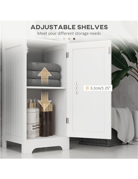 HOMCOM Slim Bathroom Storage Cabinet, Tall Bathroom Cabinet with 3 Open Shelves and Adjustable Shelf, White - pic 185014 | FastDaddyshop