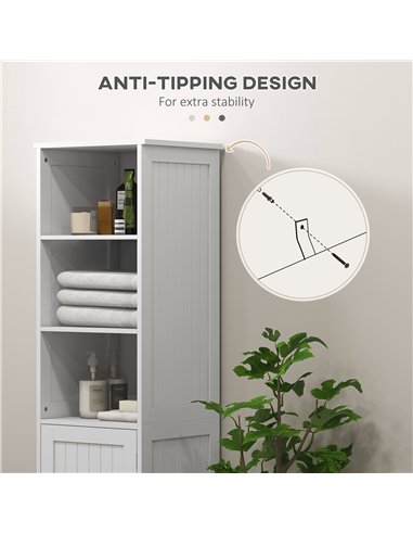 HOMCOM Slim Bathroom Storage Cabinet, Tall Bathroom Cabinet with 3 Open Shelves and Adjustable Shelf, White