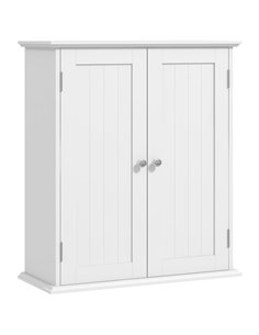 HOMCOM Bathroom Wall Cabinet, 3-Tier Wall-Mounted Bathroom Storage Cabinet with Adjustable Shelf, White