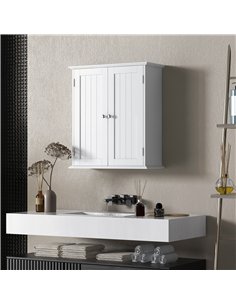 HOMCOM Bathroom Wall Cabinet, 3-Tier Wall-Mounted Bathroom Storage Cabinet with Adjustable Shelf, White 2