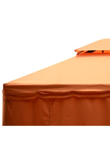 Outsunny 3 x 4 m Aluminium Metal Gazebo Marquee Canopy Pavilion Patio Garden Party Tent Shelter with Nets and Sidewalls - Orange