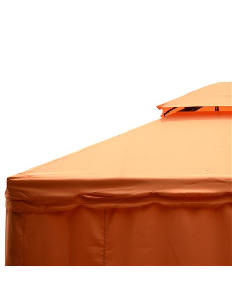 Outsunny 3 x 4 m Aluminium Metal Gazebo Marquee Canopy Pavilion Patio Garden Party Tent Shelter with Nets and Sidewalls - Orange - pic 18502 | FastDaddyshop