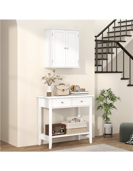HOMCOM Bathroom Wall Cabinet, 3-Tier Wall-Mounted Bathroom Storage Cabinet with Adjustable Shelf, White - pic 185023 | FastDaddyshop